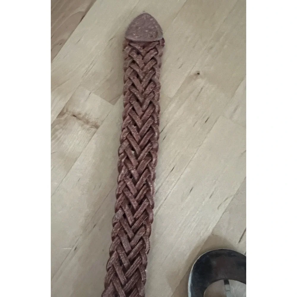 OMEGA Vtg Brown Braided Leather Western Concho Belt Silver Tone Buckle 32 Small - Picture 6 of 9